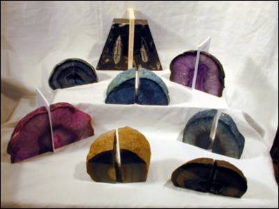 Agate and Fossil Book Ends