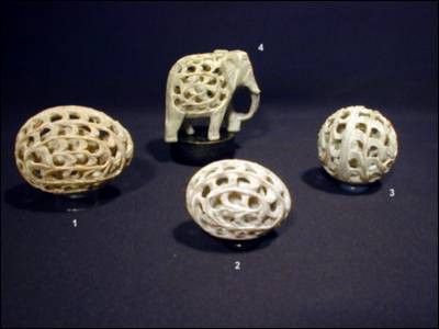 Soapstone Hollow Egg, Sphere and Elephant