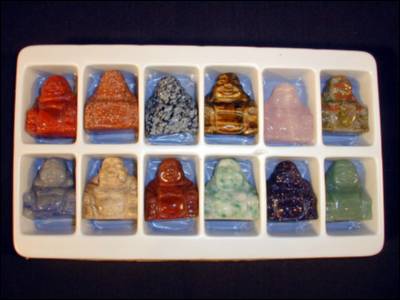 Small Gemstone Buddha Carvings, Box
