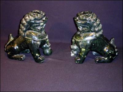 Green Stone Lion Dogs
